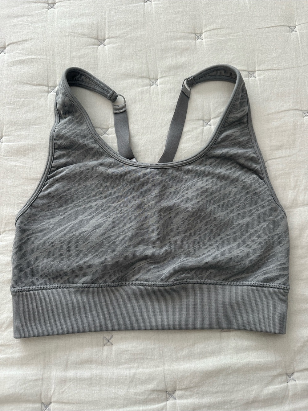 Fabletics seamless gray zebra print sports bra